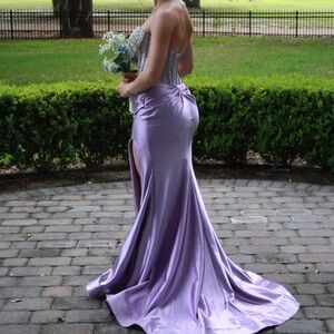 Sherri Hill Purple Strapless Gown